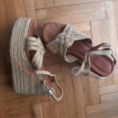 Wedge platform women’s shoes rope size 39 like new, summer, beige