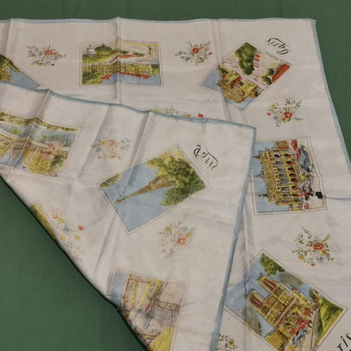 Paris 1960 souvenir scarf used, time wear
