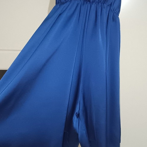 Blue satin texture one-piece romper