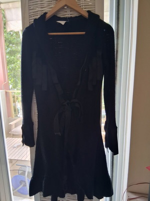 Ella vintage 90s μαύρη πλεκτή μακριά ζακέτα small, σαν καινούργιο