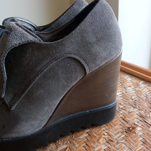 Platform shoes genuine leather size 37 like new, dark gray