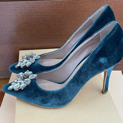 Fairymade petrol velvet pumps like new, 10cm heel, size 39