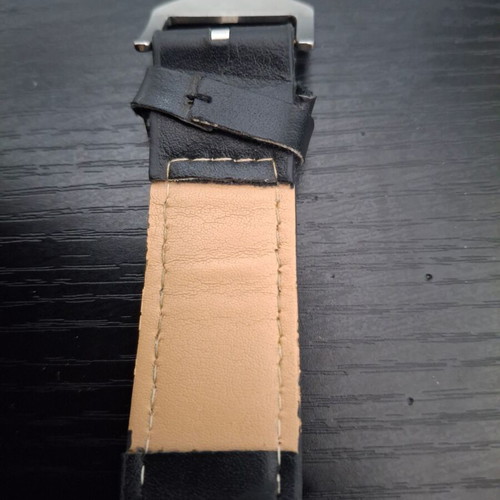Saneesi men's watch used, black leather strap, chronograph