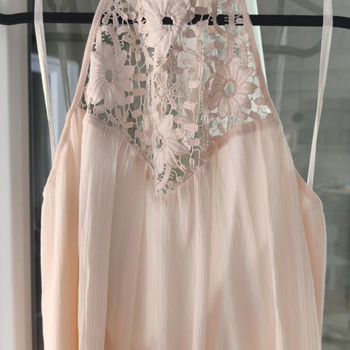 Zara maxi dress with embroidery and open back, pink