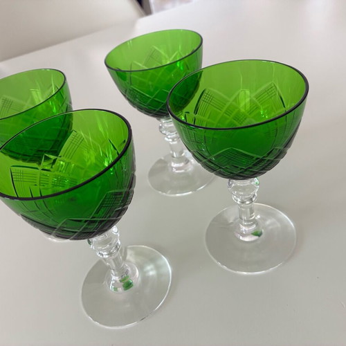 Green Jægersborg crystal wine glasses like new