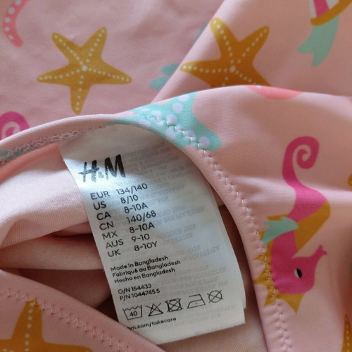 H&M kids' one-piece swimsuit like new, pink with sea animals