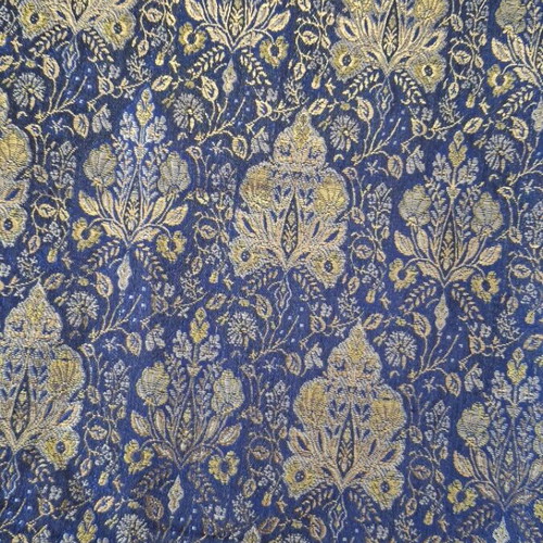Runner table linen used, 42x1.40 blue with gold thread