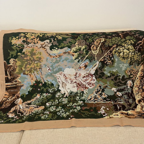 Handmade embroidered textile painting "The Swing" used