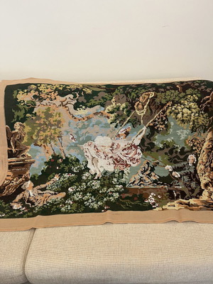 Handmade embroidered textile painting "The Swing" used