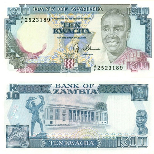 Zambia 10 Kwacha 1989-1991 new