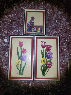 Embroidered frames used, set of 3 pieces