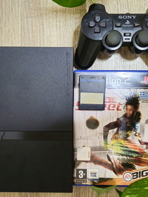 PlayStation 2 Slim κονσόλα σαν καινούργιο με χειριστήριο, κάρτα μνήμης, παιχνίδι και καλώδια