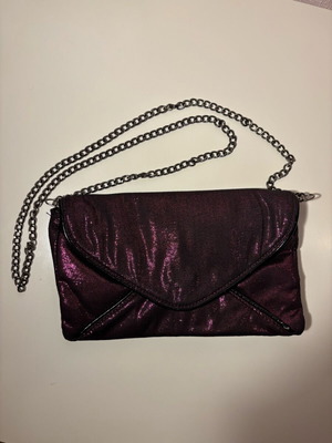 Tally Weijl bag used, metallic burgundy/fuchsia with chain