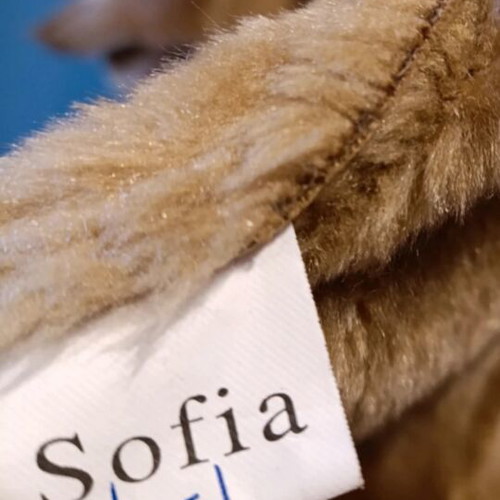 Sofia suede long coat with fur trim, size L
