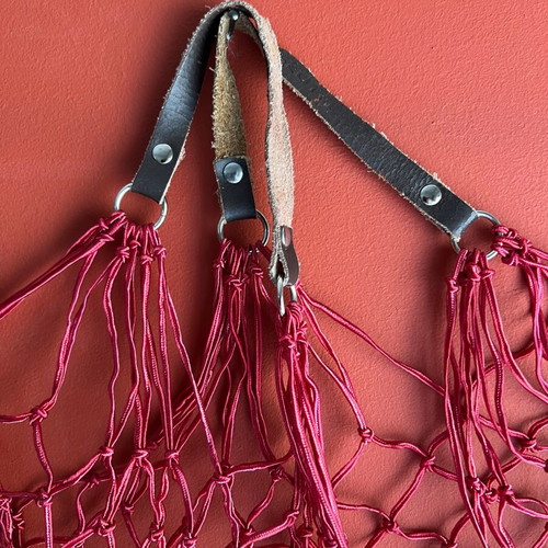 Eco-friendly shopping net with leather handles like new