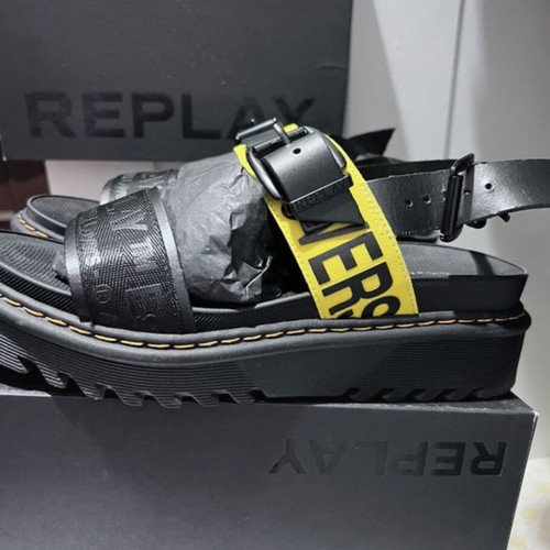 Replay Adel Tape flatform sandals new, black with yellow details, size 41