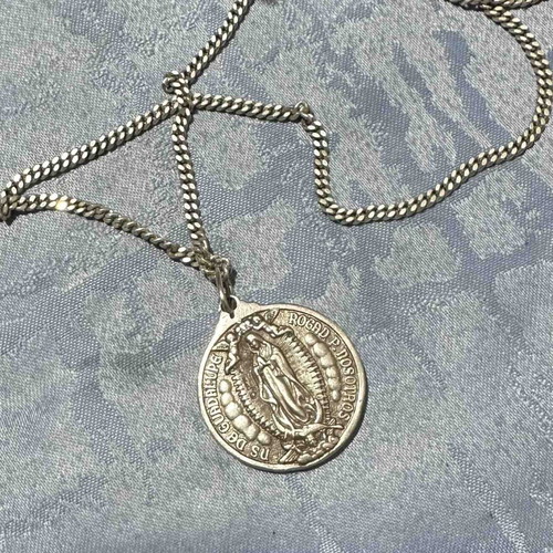 Vintage silver pendant with Jesus and Our Lady of Guadalupe like new