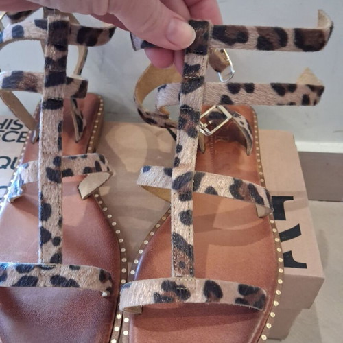 Pony Leopard Gladiator Sandals new, leather, size 38