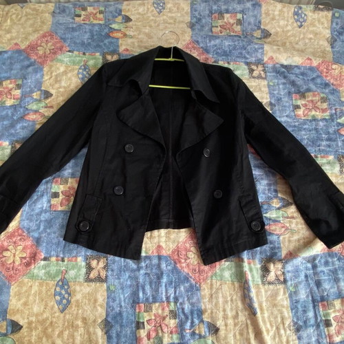 Black short Anel trench coat slim fit like new