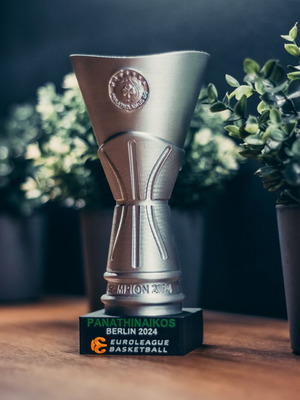 Купа Euroleague Panathinaikos 35см нова, сребърна реплика