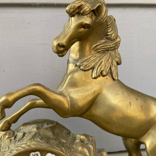 Bronze horse clock used, 1940s vintage