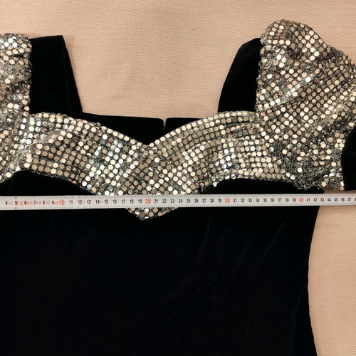 Black velvet dress with sequins on sleeves and bust like new