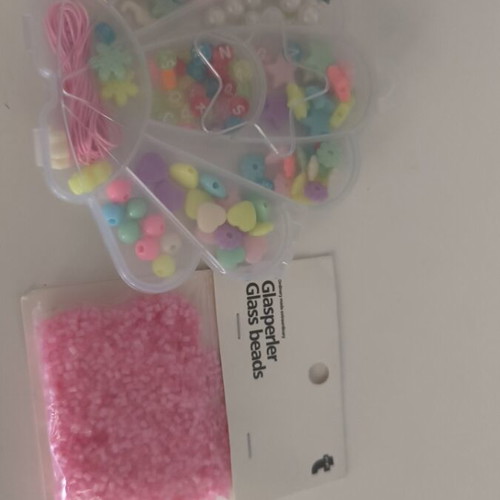 Bead set with string for bracelet making, new