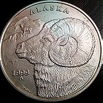  1999 Alaska Mint Bighorn Sheep 1 oz .999 Fine Silver
