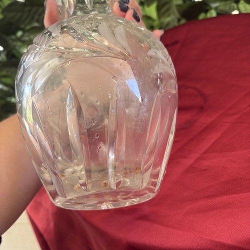 Crystal decorative vase with carved design, height 28 cm, like new
