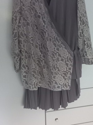 Wedding set size 56 like new, jacket with lace and pleated skirt