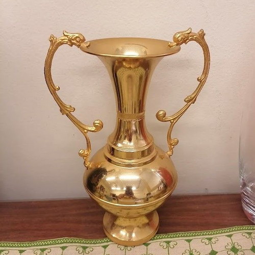 Vintage Gold-Plated Amphora Vase like new with dragon handles