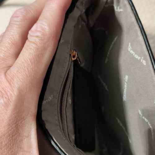 Tamaris x Marcel Ostertag black crossbody bag with rose gold details