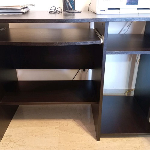 Desk used wenge color with drawer and shelves for Pc tower