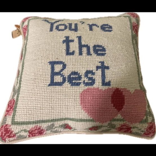 Needlepoint decorative pillow new, square handmade