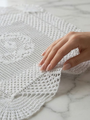 Crochet doily white handmade, new