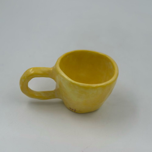 Handmade ceramic mug Yellow Art Eleftheria Sifnaiou new
