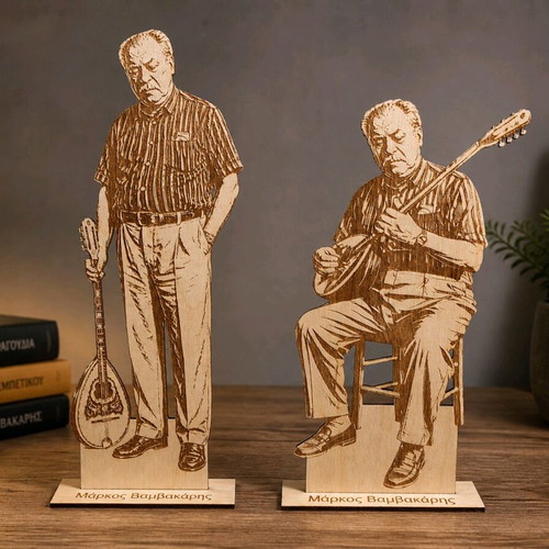Set of 2 wooden figures Markos Vamvakaris new, rebetiko collection