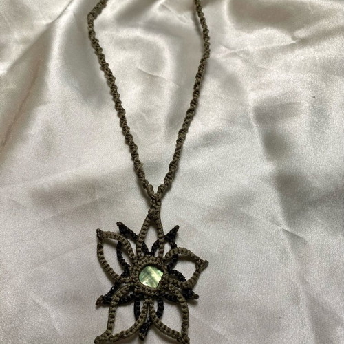 Macrame handmade necklace like new, black and green