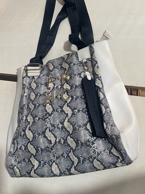 FRNC shoulder bag used with snake print black beige