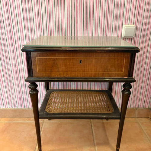 Vintage dressing table used with mirror, stool and two nightstands