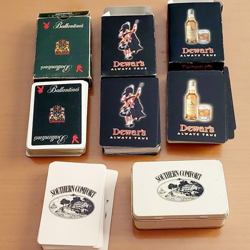Vintage set of 4 playing cards used, 90s alcohol brands