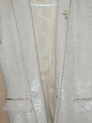 Rococo jacket with beige sequins, short sleeve, like new