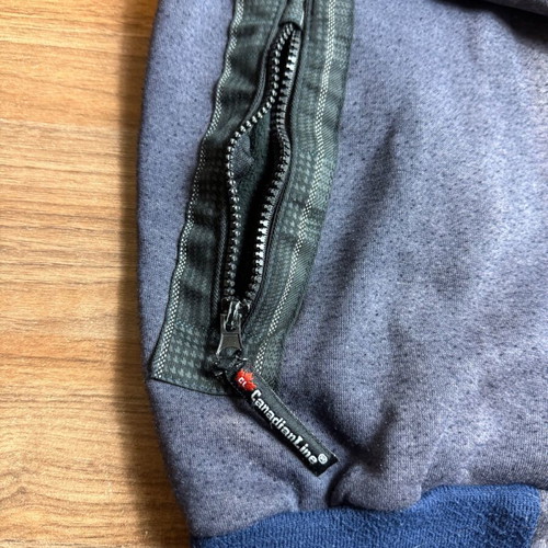 Canadian Line men's hoodie sweatshirt used, blue/gray with zipper
