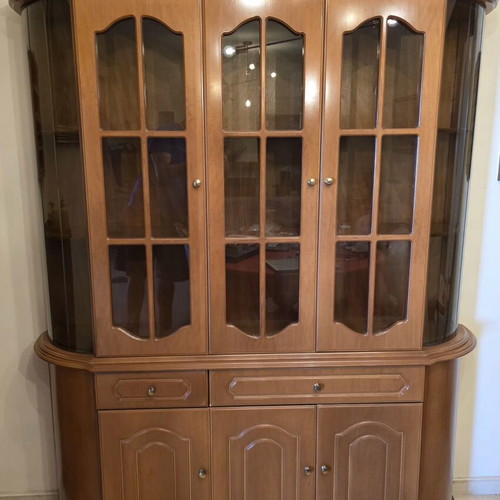 Cherry wood showcase like new, two pieces