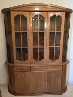 Cherry wood showcase like new, two pieces