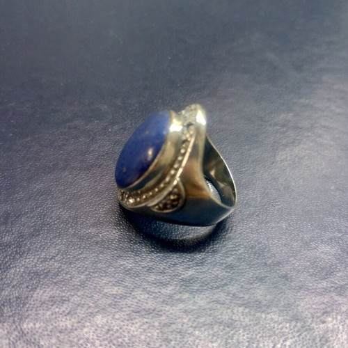 Silver 925 ring with Lapis Lazuli and marcasite, vintage style