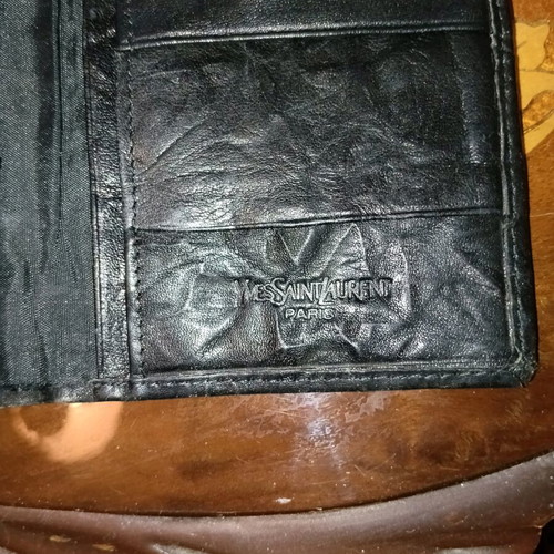 YSL women's wallet used, black leather vintage