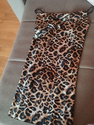 Leopard mini dress one size, like new, black and beige