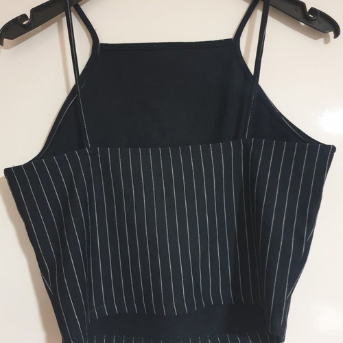 Zara striped crop top size M like new, black and blue