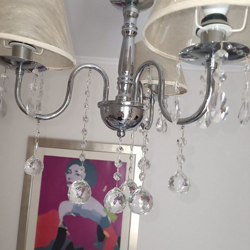 Three-light chandelier with crystals like new